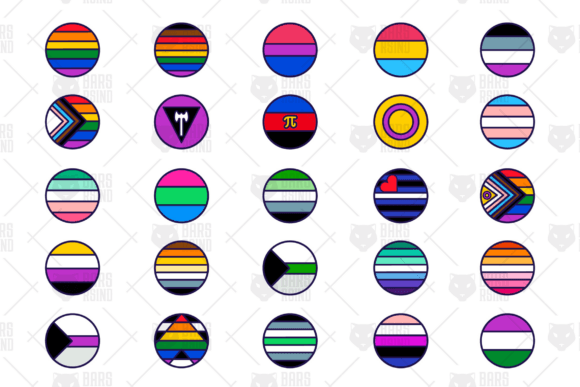 25 Outline Pride Flag Round Icons: Essential Graphics