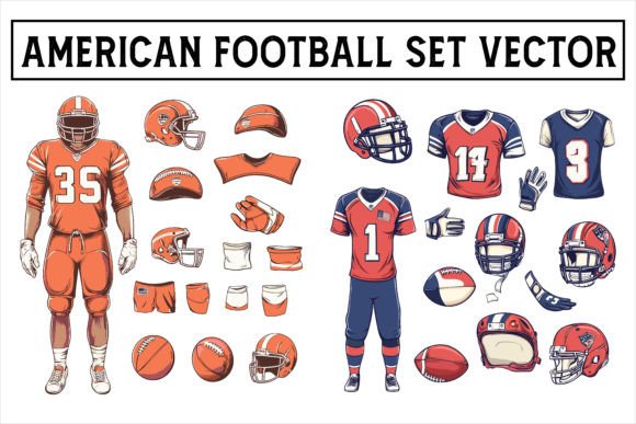 American Football Set: Graphics & Illustrations