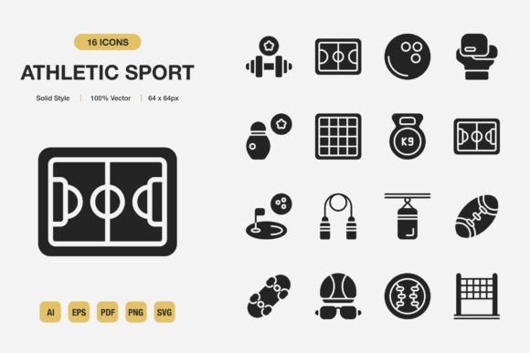 Athletic Sport Solid Icons: Graphics and Icons for Dynamic Design