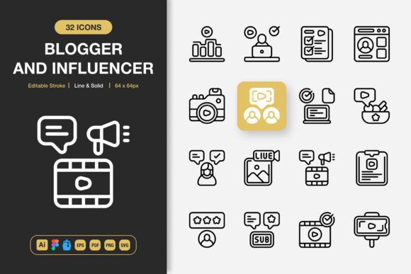 Blogger and Influencer Icons Graphics