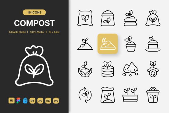 Compost Outline Icons: Modern Graphics for Branding