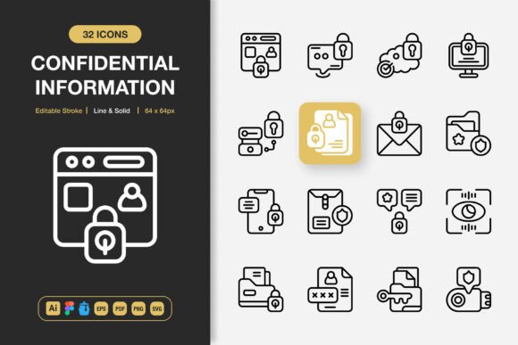 Confidential Information Icons: Graphics and Icons for Digital Sellers
