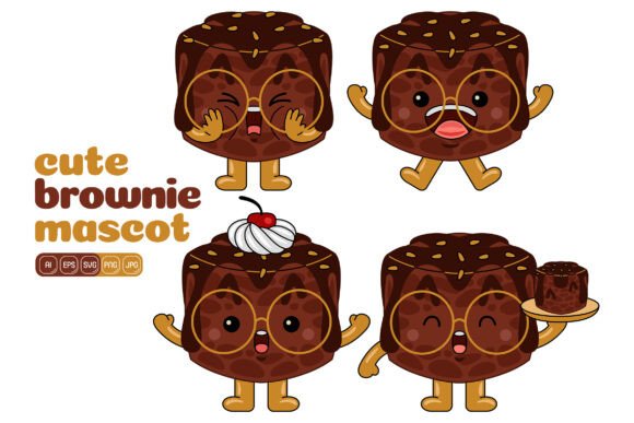 Cute Brownie Mascot Vector Pack 04: Graphics & Illustrations