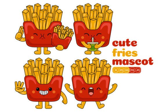 Cute French Fries Mascot Vector Pack 02 Review