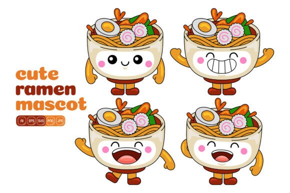 Cute Ramen Mascot Vector Pack 01: Graphics & Illustrations