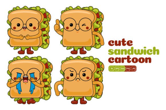 Cute Sandwich Mascot Vector Pack 03: Graphics & Illustrations