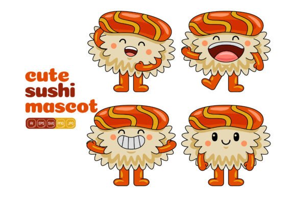 Cute Sushi Mascot Vector Pack 01: Fresh Graphics & Illustrations