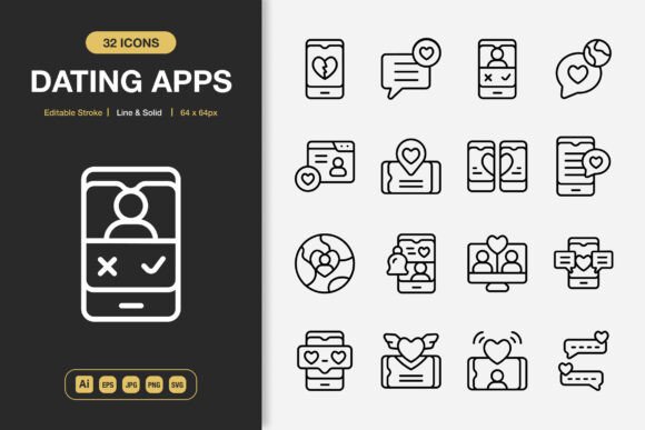 Dating Apps Icons: Modern Graphics for Crafters