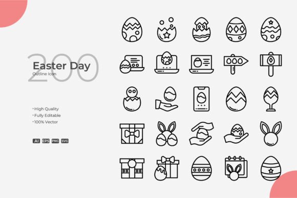 Easter Outline: Clean Graphics and Icons for Design