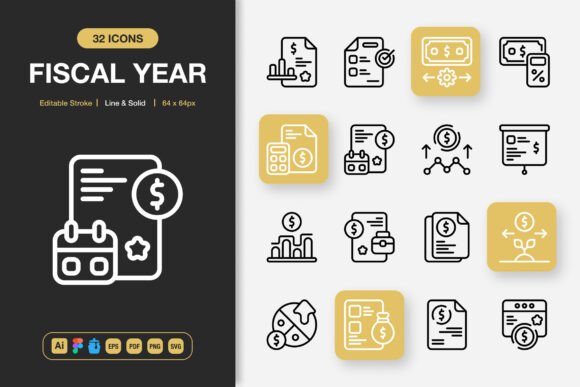 Fiscal Year Icons: Graphics and Icons for Modern Design