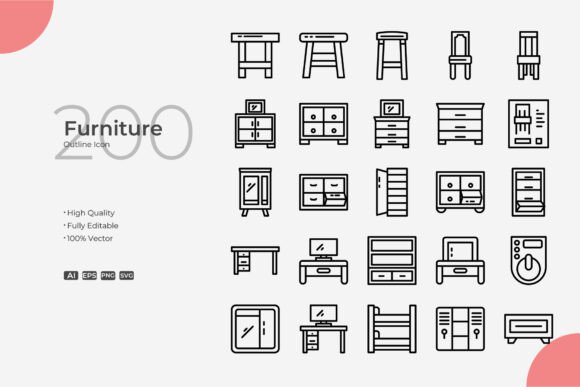 Furniture Outline: Clean Icons and Graphics for Blogs