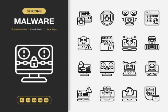 Malware Icons: Modern Graphics for Web and App Projects
