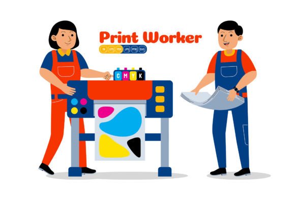 Man and Woman Print Worker Profession: A Designer's Review