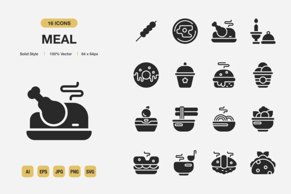 Meal Solid Icons: Graphics for Real Business