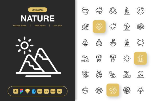 Nature Icons for Graphic Design