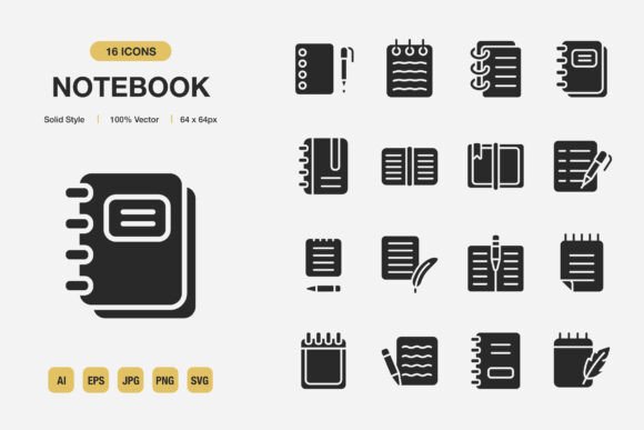 Notebook Solid Icons: Graphics for Every Project