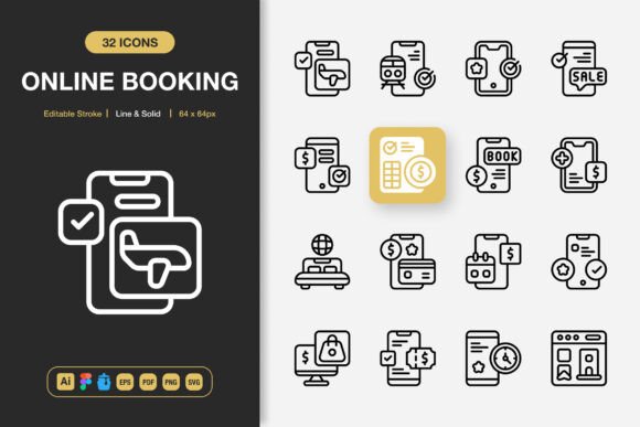 Online Booking Icons: Graphics and Icons for Modern Design