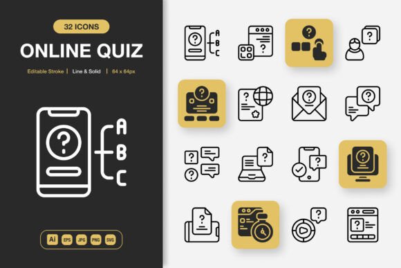 Online Quiz Icons: Modern Graphics for Branding