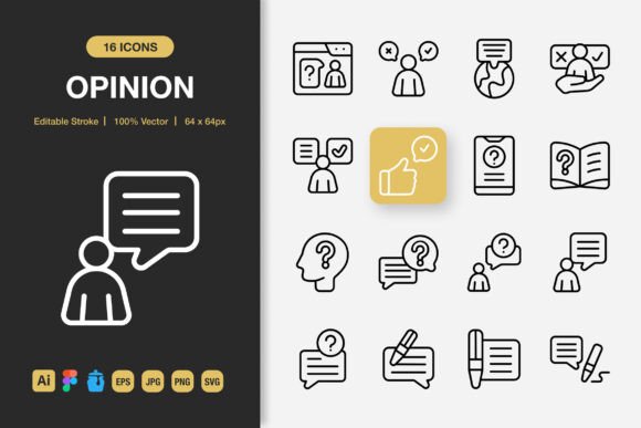 Opinion Outline Icons: Modern Graphics for Local Brands
