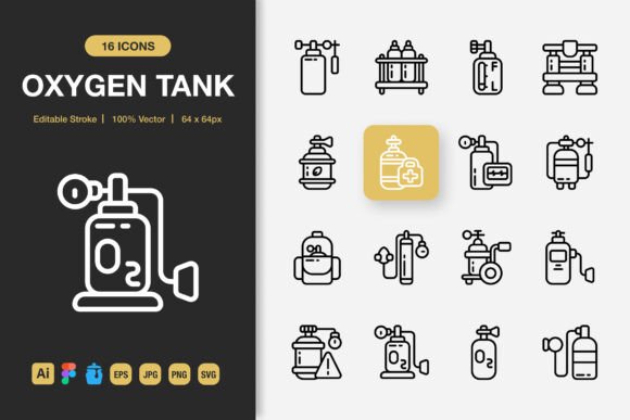 Oxygen Tank Outline Icons: Graphics and Icons for Modern Design