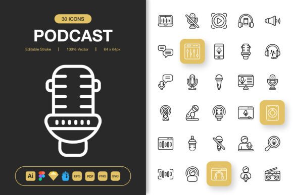 Podcast Icons Pack: Graphics and Icons for Crafters