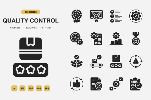 Quality Control Solid Icons: Graphics and Icons for Digital Sellers