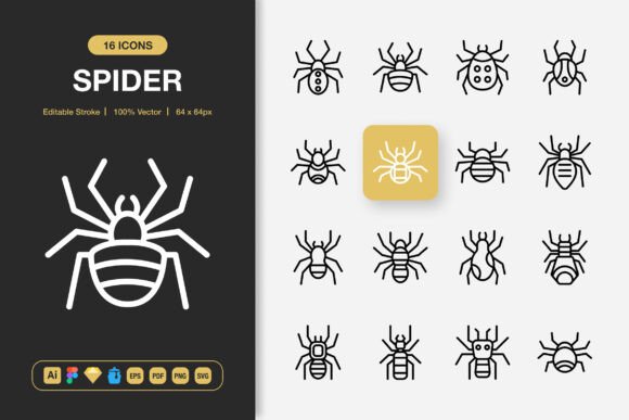 Spider Outline Icons: Modern Graphics & Icons