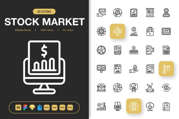 Stock Market Icons: Graphics and Icons for Modern Design