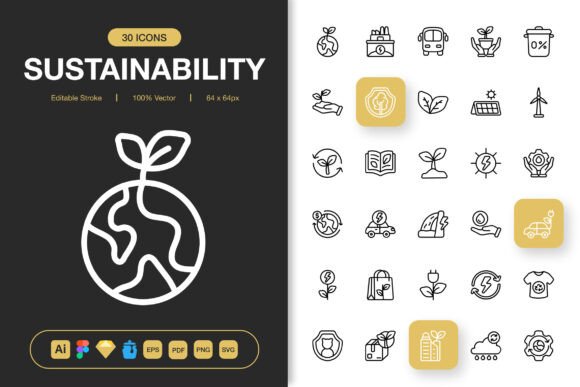Sustainability Icons for Graphic Design