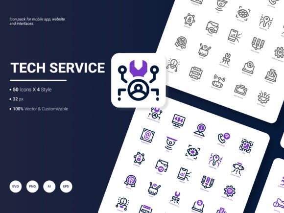 Tech Service Icon Pack: Modern Graphics & Icons