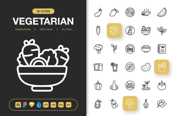 Vegetarian Icons: Graphics and Icons for Modern Branding
