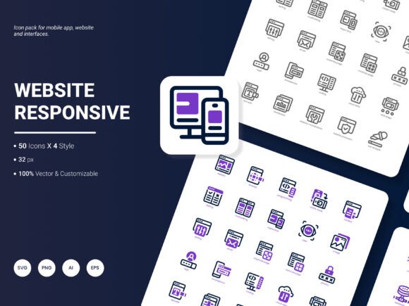 Website Responsive Icon Pack: Modern Graphics and Icons